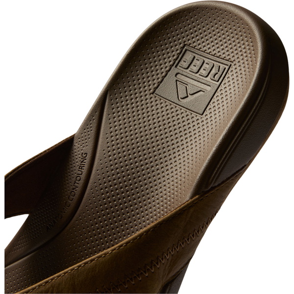 2026 Reef Mens Cushion Phantom Leather 2.0 Flip Flops CJ6205 - Toffee